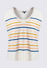 Danique Women’s V-Neck Striped T-Shirt in White - KT0122P