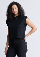 Buffalo David Bitton Amandine Women's Cap-Sleeve Crop Top, Black - KT0149S Color BLACK