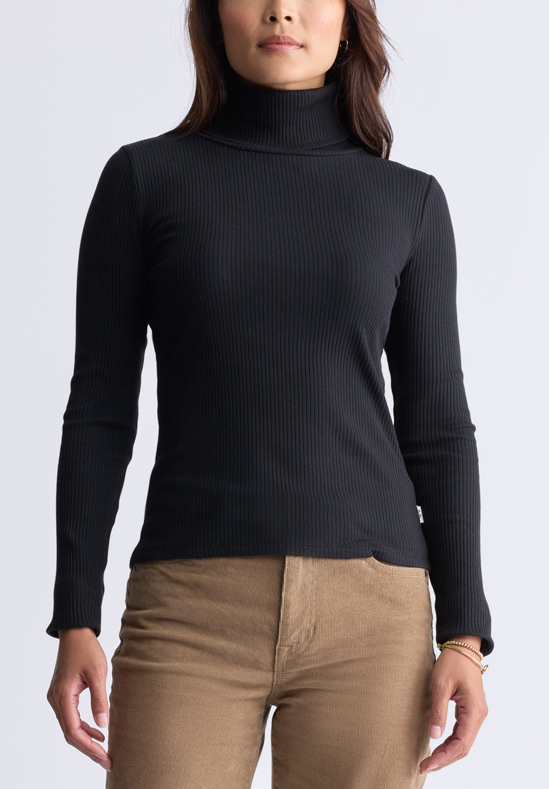 Ribbed Turtleneck Black Sleeve Turtleneck Mavra Women's Ribbed