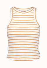 Regine Women's Ribbed Striped Tank Top, White & Beige - KT0175P