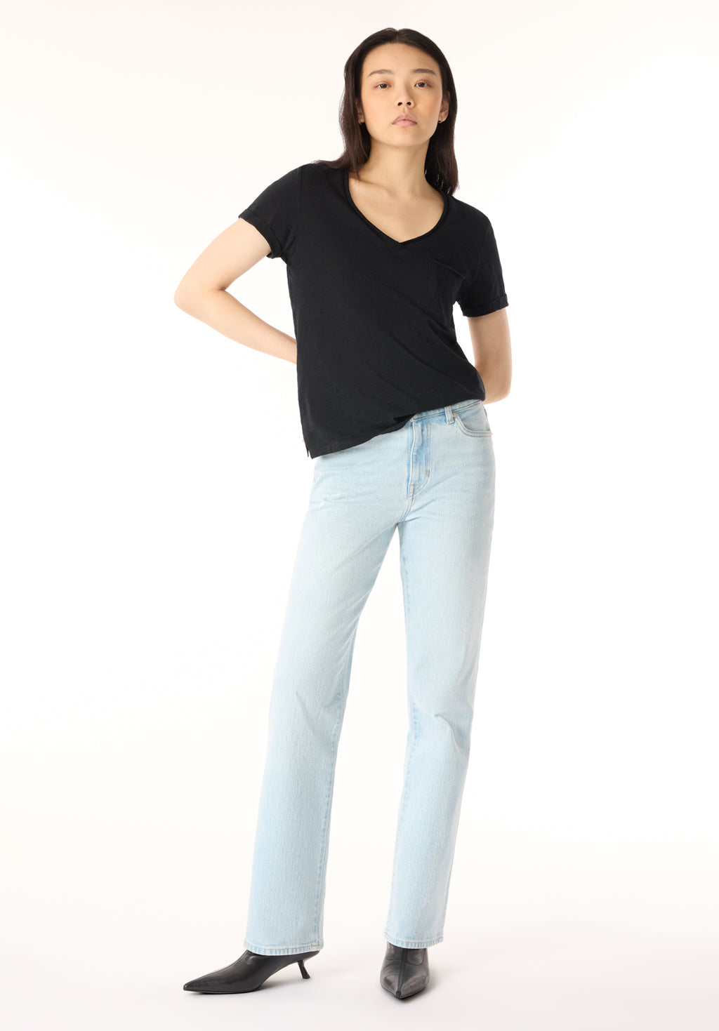 Moxie V Neck Slub Tee KT0179P