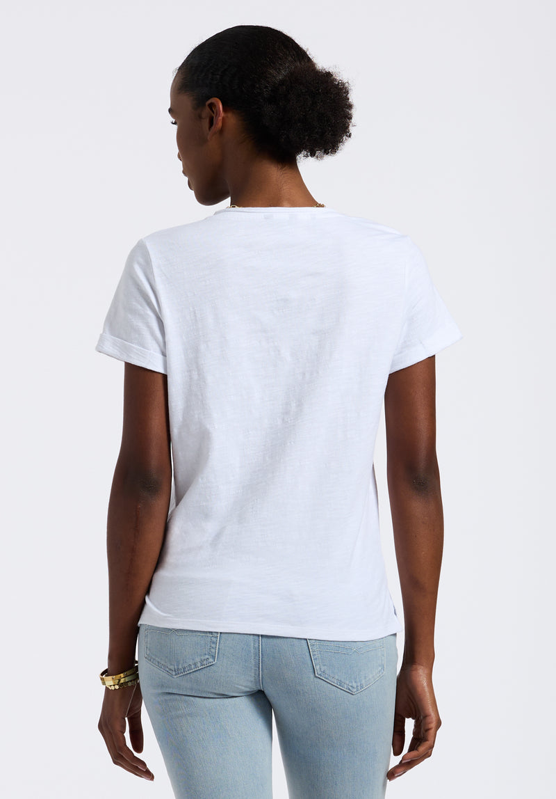 Buffalo David Bitton Women's Moxie V-Neck Pocket Tee - Soft Short Sleeve Casual T-Shirt