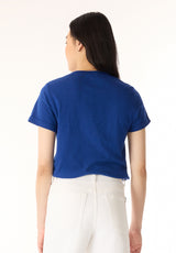 Moxie Women's Slub Knit V-Neck T-Shirt, Sodalite Blue - KT0179P