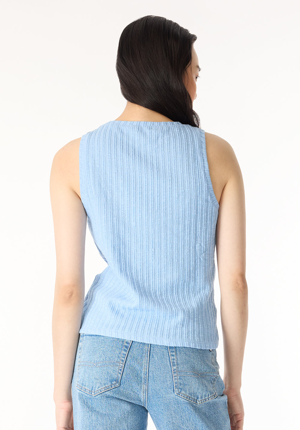 トップス UNOF NIT TANK TOP FITZ + EDDI Waffle Knit Inset Cropped Tank Top - Women's Tank Tops