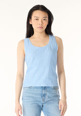 Buffalo Women Tanks Blue Knit Tanks Versatile Layering Tank Ribbed Knit Texture