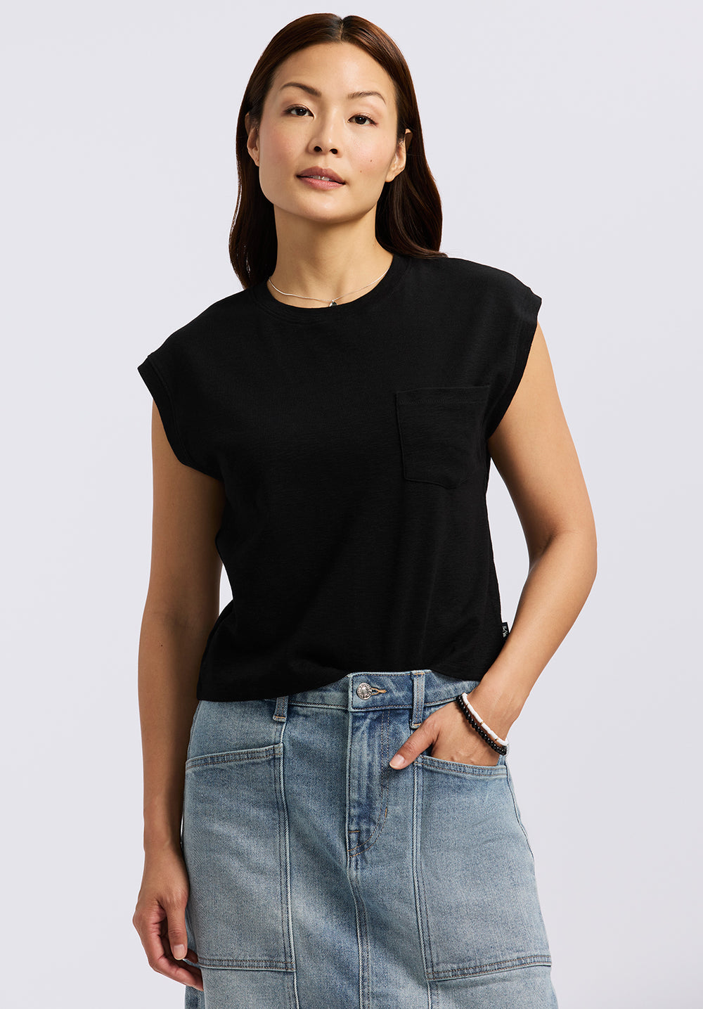 Amandine Women's Cap-Sleeve Crop Top, Black – Buffalo Jeans