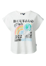 Buffalo David Bitton Tessa White Cap-Sleeve Women’s T-Shirt - KT0414S  