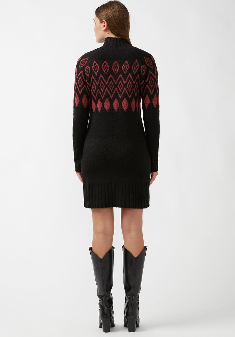 Buffalo David Bitton Massima Black Women's Long Sleeve Mock Neck Sweater Dress - SD0001H Color BLACK