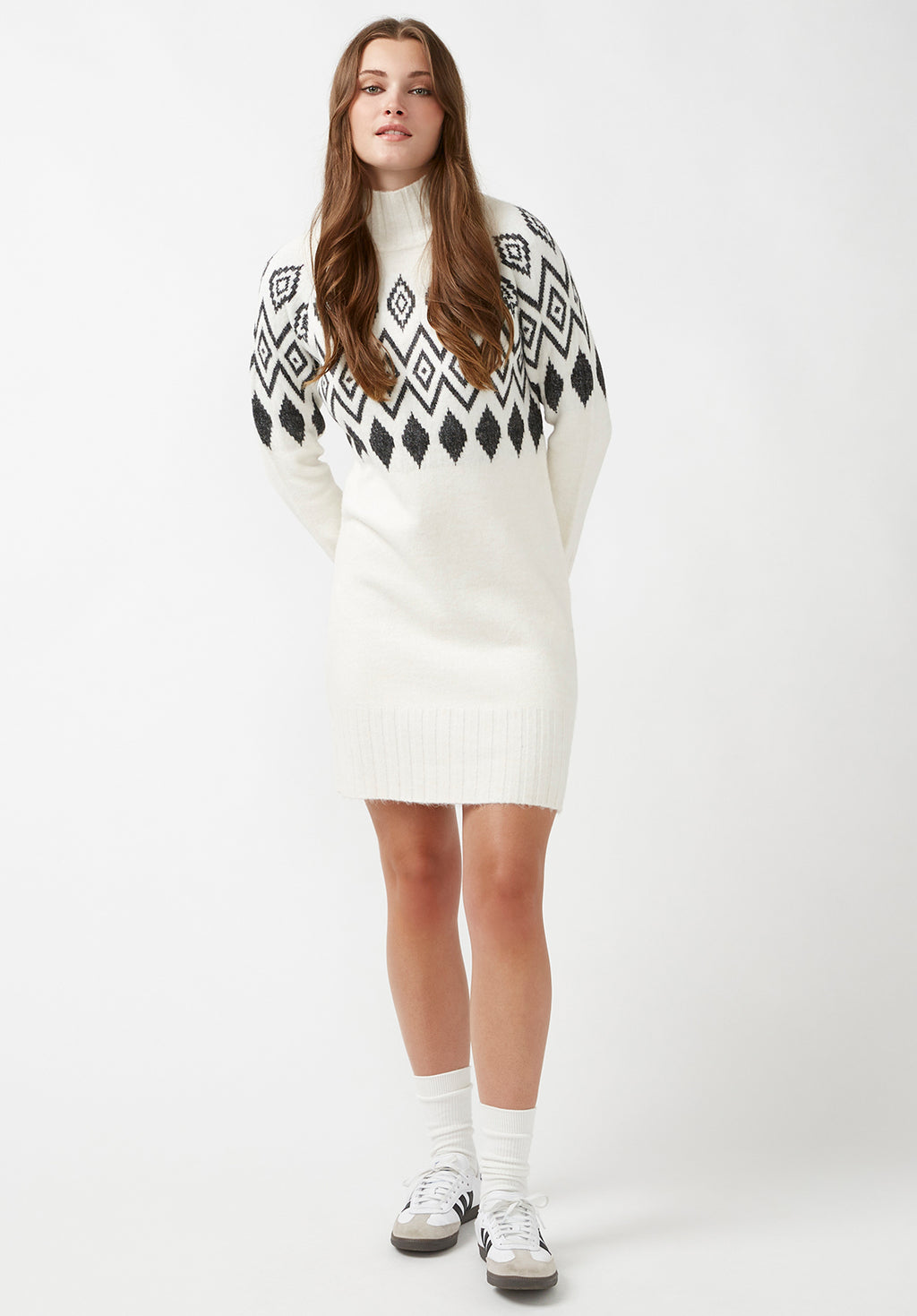 Buffalo Jeans Women's Massima Long Sleeve Mock Neck Sweater Dress In Ivory - Size: S Buffalo Jeans Women's Massima Long Sleeve Mock Neck Sweater Dress In Ivory - Size: S