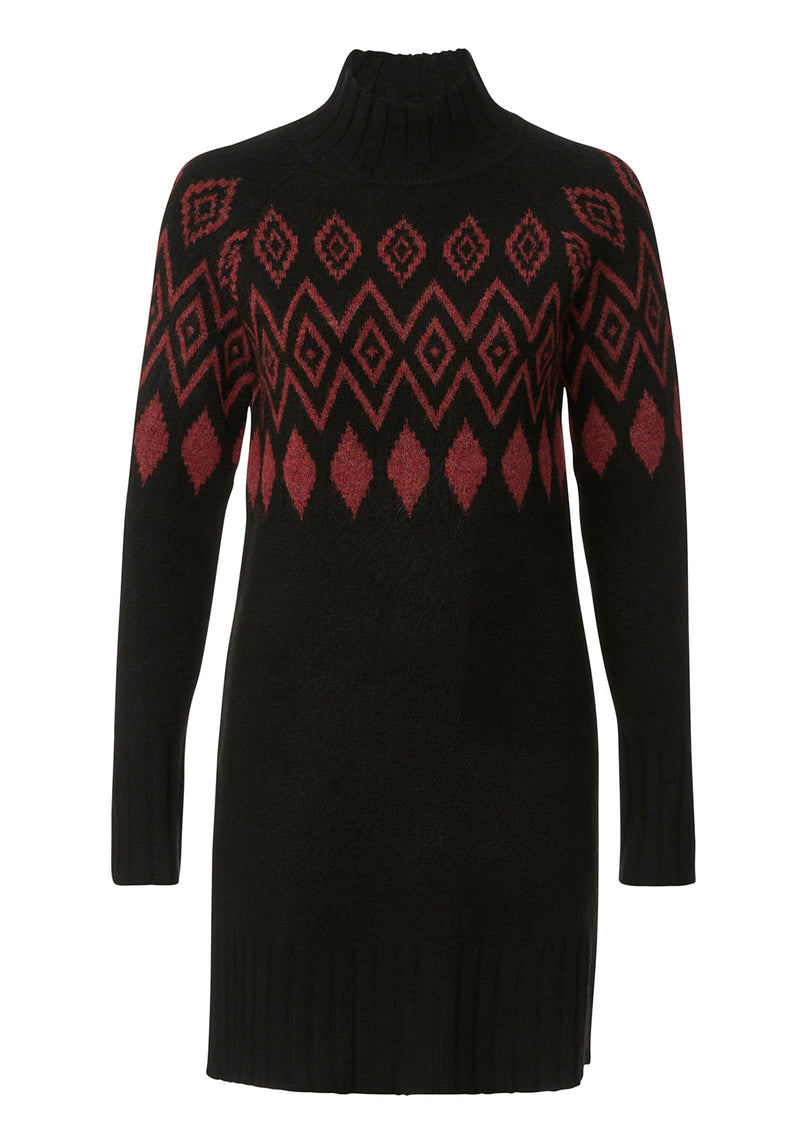 Buffalo David Bitton Massima Black Women's Long Sleeve Mock Neck Sweater Dress - SD0001H  