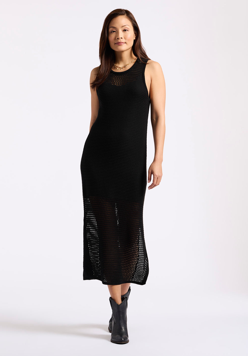 Buffalo Jeans Women's Bronwen Sleeveless Open-Knit Midi Dress, Black - Size: XL Buffalo Jeans Women's Bronwen Sleeveless Open-Knit Midi Dress, Black - Size: XL