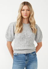 Buffalo David Bitton Lissa Light Heather Grey Women's Short Sleeve Sweater - SW0015F Color LT HR GREY