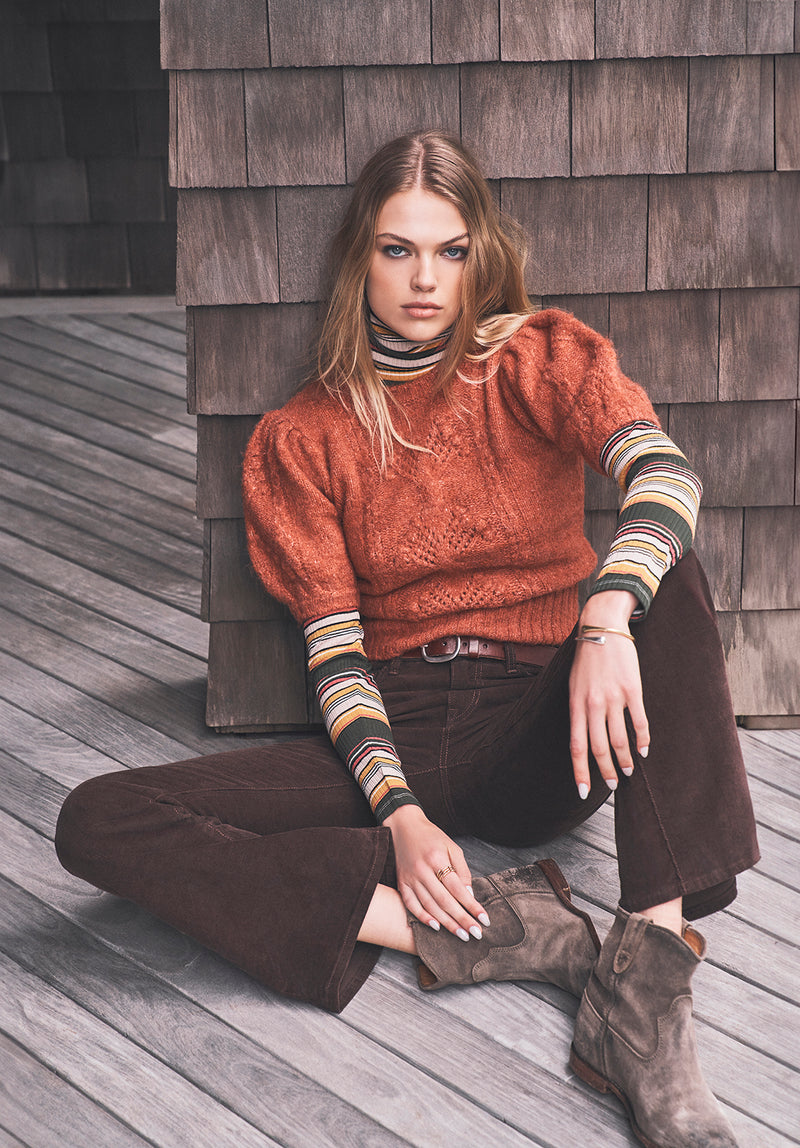 Buffalo David Bitton Lissa Ginger Women's Short Sleeve Sweater - SW0015F Color GINGER