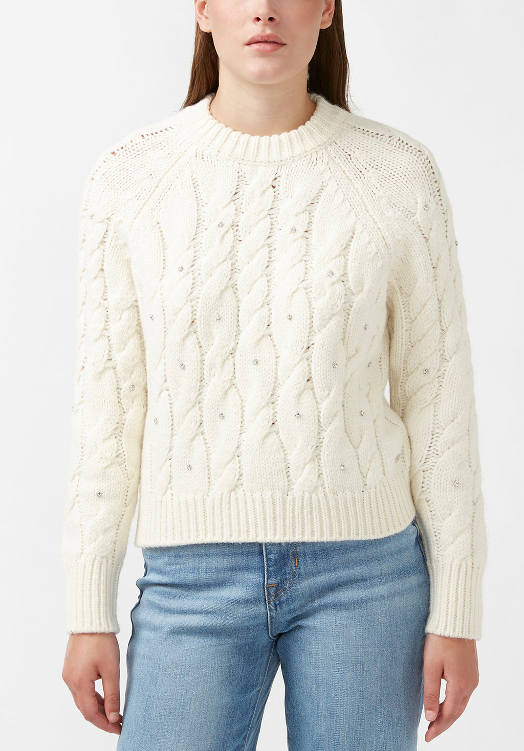 Ivory/Multi Oversized Cable Knit Sweater, WHISTLES