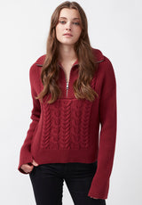 Buffalo David Bitton Sorella Long Sleeve Dark Red Sweater - SW0032F Color DARK RED