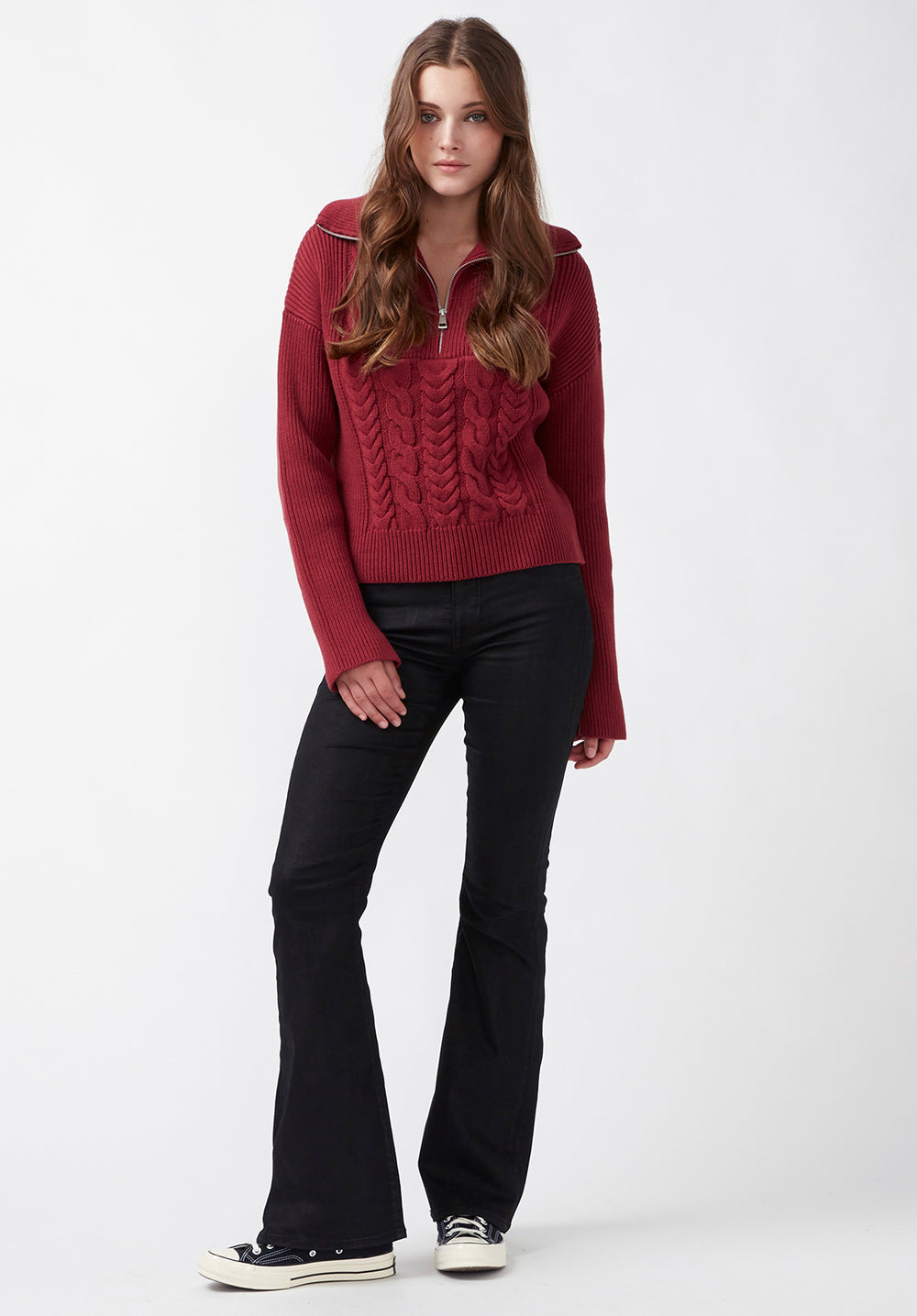 Sorella Women's Long Sleeve Sweater in Dark Red – Buffalo Jeans