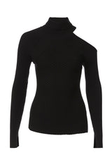 Buffalo David Bitton Beronia Black Women's Long Sleeve Cut Out Shoulder Sweater - SW0037H  