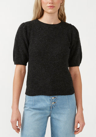 Agata Women's Short Sleeve Sweater in Black - SW0039F