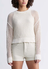 Buffalo David Bitton Braelynn Women’s Openwork Sweater in Off-White - SW0055P Color WHITECAP GRAY