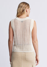 Buffalo David Bitton Syden Women’s Openwork Knit Tank Top In Off-White - SW0060P Color PARCHMENT