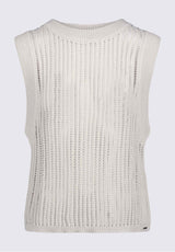 Syden Women’s Openwork Knit Tank Top in Off-White - SW0060P