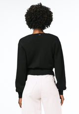 Jadis Women's Textured Knit Wrap Sweater with Side Tie color BLACK