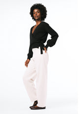 Jadis Women's Textured Knit Wrap Sweater with Side Tie color BLACK