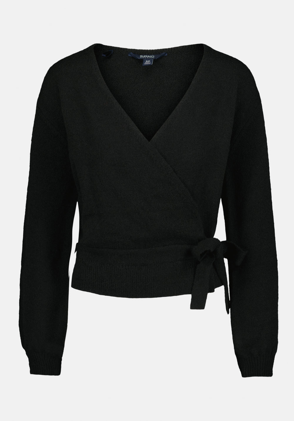 Jadis Women's Textured Knit Wrap Sweater with Side Tie, BLACK