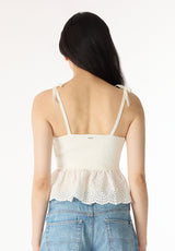 Picabo Women's Textured Cotton Peplum Top, Blanc - SW0109P