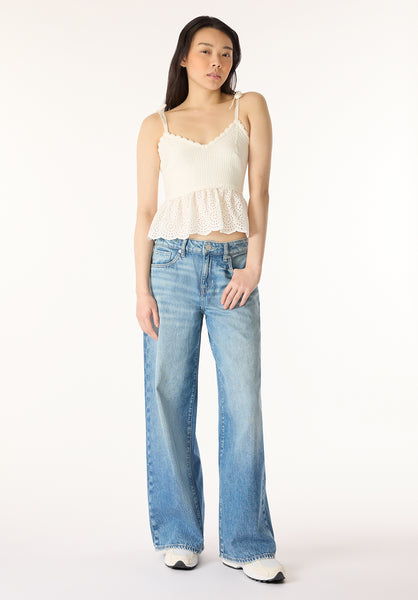 Picabo Women's Textured Knit Peplum Top, Blanc – Buffalo Jeans