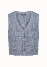 Buffalo Women Sweaters Blue Knit Sweaters V-Neckline Button-Down