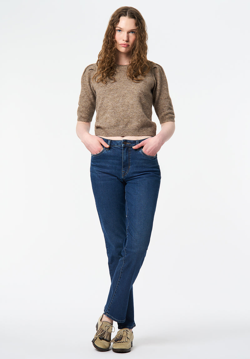 Bettey Women's Puff Shoulder Short-Sleeve Sweater color CEDAR