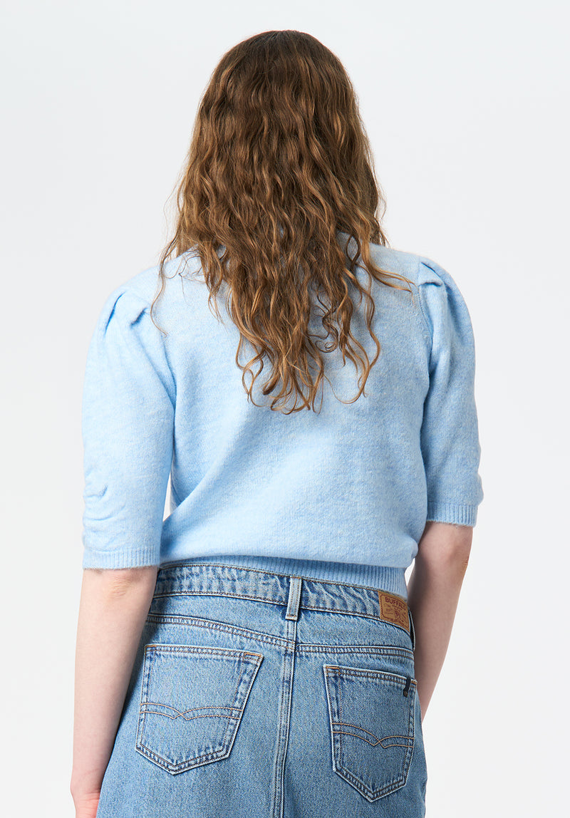 Bettey Women's Puff Shoulder Short-Sleeve Sweater color LT BLUE