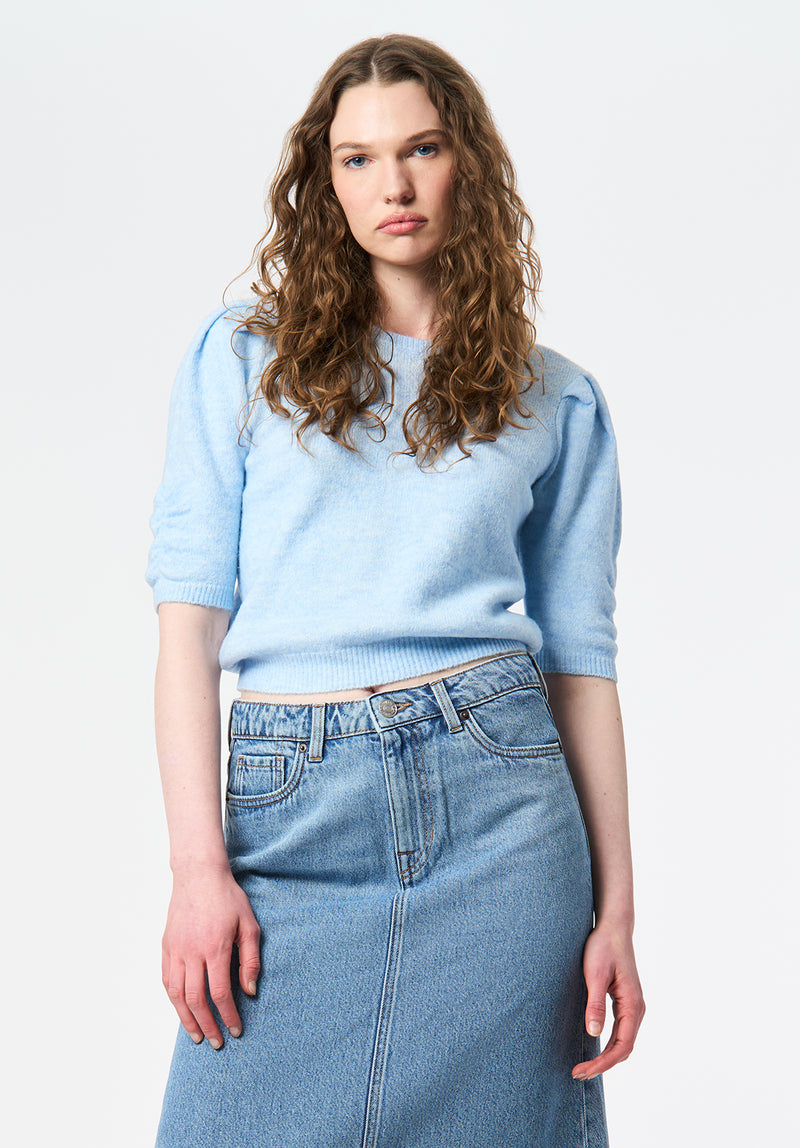 Bettey Women's Puff Shoulder Short-Sleeve Sweater color LT BLUE