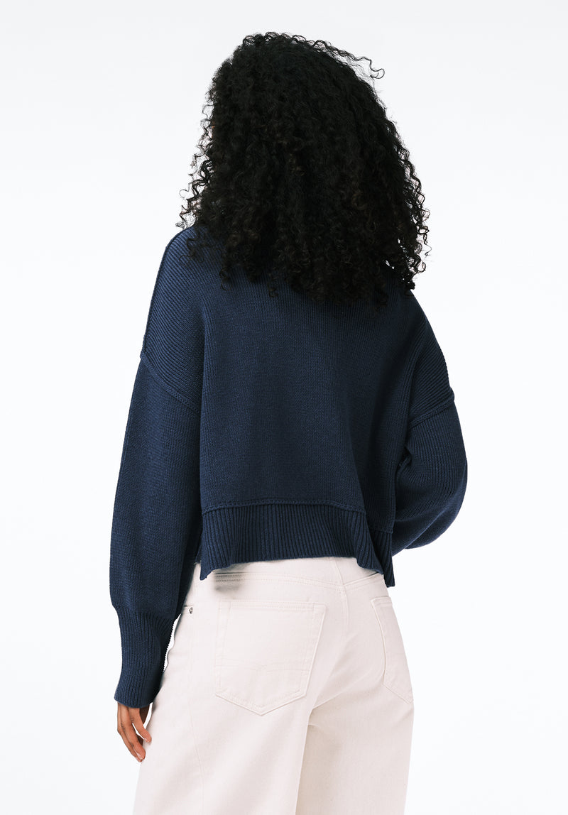 Seema Women's Dropped Sleeve Loose-Fit Cropped Sweater color OCEANA