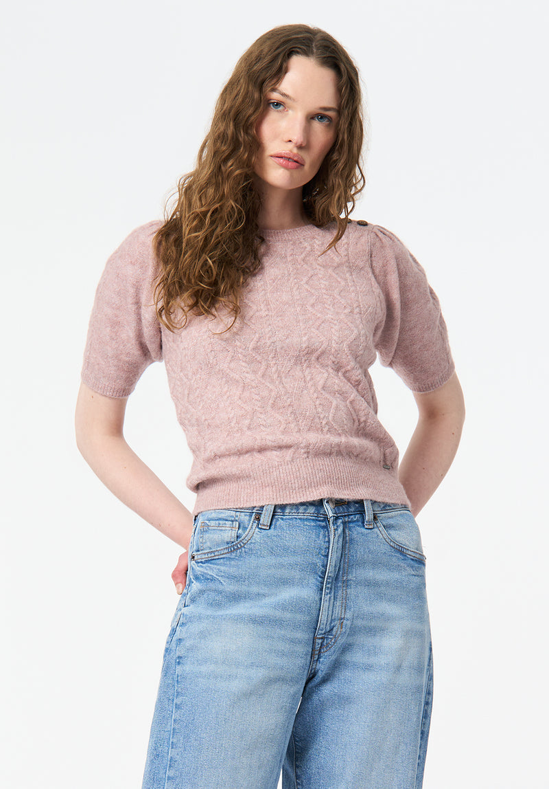 Pull Femme Jeans By Buffalo – Taille M, Gris Chiné, Manches Longues Asymétriques
