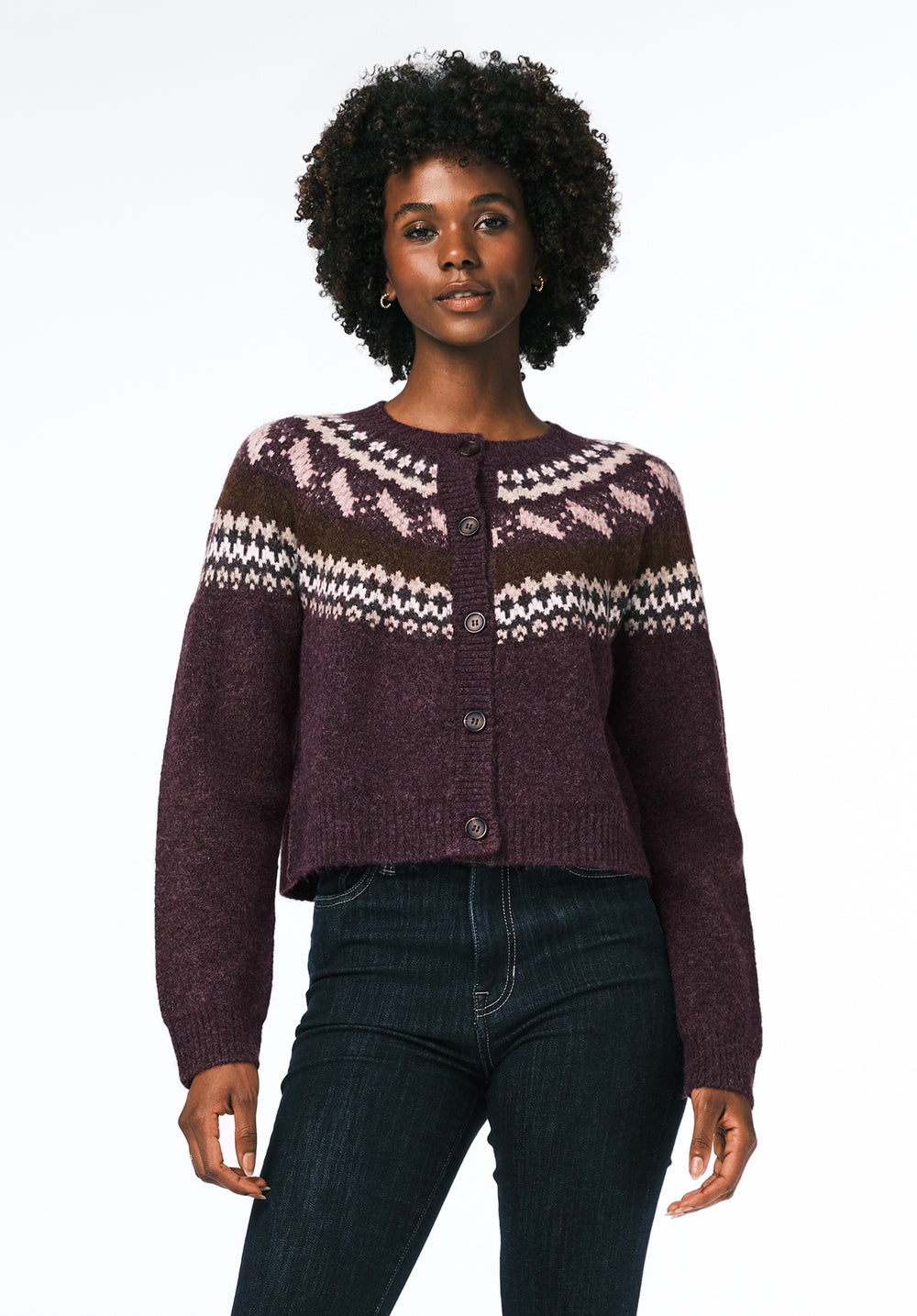 Frederick Women's Fair Isle Button-Up Cardigan, FIG – Buffalo Jeans
