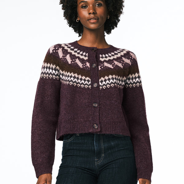 Frederick Women's Fair Isle Button-Up Cardigan, FIG – Buffalo Jeans