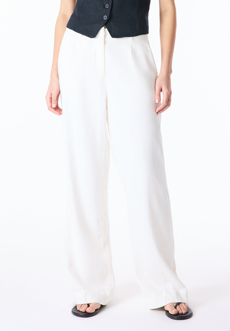 Adelina Women's High-Waisted Wide-Leg Pants, White Blanc / 32