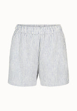 Giustina Women's Linen Blend Striped High-Waisted Shorts, Navy - WB0021P