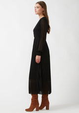 Buffalo David Bitton Amalfi Black Women's Long Sleeve V-neck Dress - WD0018H Color BLACK