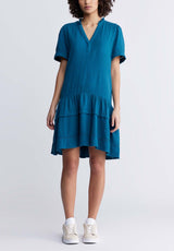 Buffalo David Bitton Zinnia Women's Ruffled Dress in Teal Blue - WD0033P Color TEALY BLUE