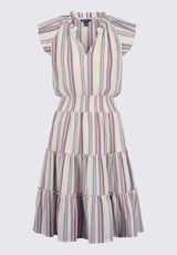 Livia Women’s Striped Midi Dress in Beige & Pink - WD0034P