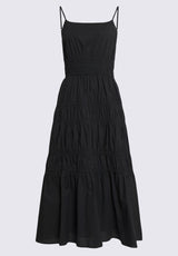 Buffalo David Bitton Balia Women's Long Ruched Tiered Dress, Black - WD0047S Color 