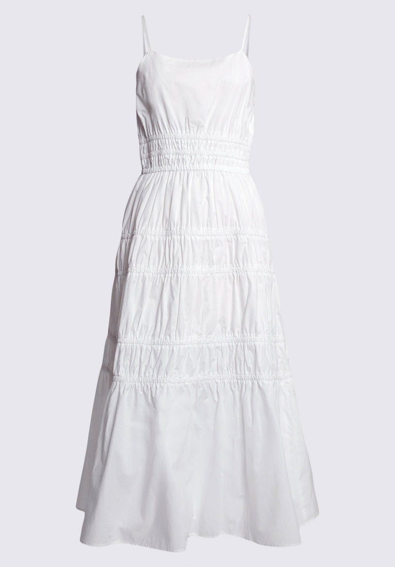 Buffalo David Bitton Balia Women's Long Ruched Tiered Dress, White - WD0047S Color 