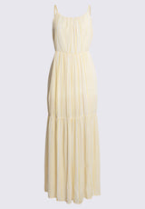 Buffalo David Bitton Assisi Women's Maxi Tiered Striped Dress, White and Yellow - WD0048S Color 