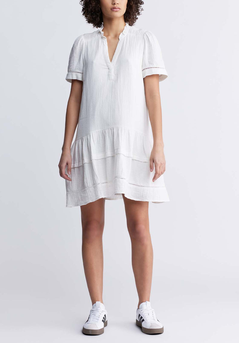 Buffalo David Bitton Zinnia Women's Ruffled Dress in White - WD0049P Color MARSHMALLOW