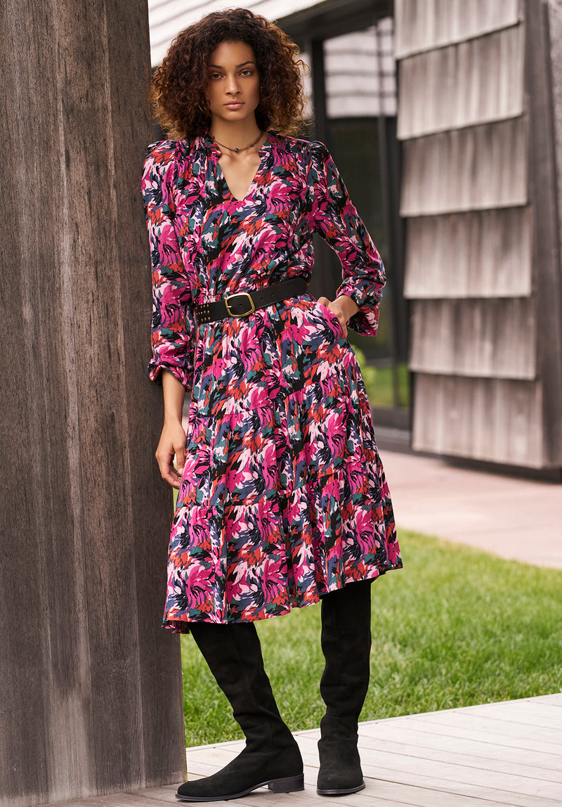 Karrigan Women's Long-Sleeve Midi Dress, Pink Floral Buffalo Jeans Karrigan Women's Long-Sleeve Midi Dress, Pink Floral Buffalo Jeans