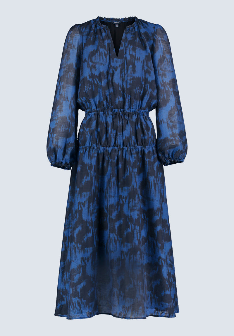 Buffalo Jeans Women's Virlen 's Long Sleeve Tie-neck Printed Midi Dress, Navy - Size: S Buffalo Jeans Women's Virlen 's Long Sleeve Tie-neck Printed Midi Dress, Navy - Size: S