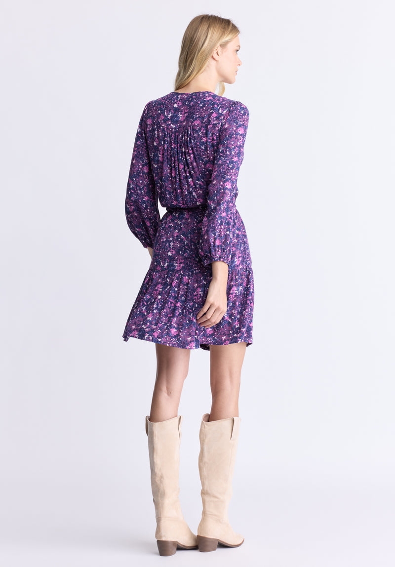 Rochelle Women's Floral Print Long-Sleeve Dress, Purple